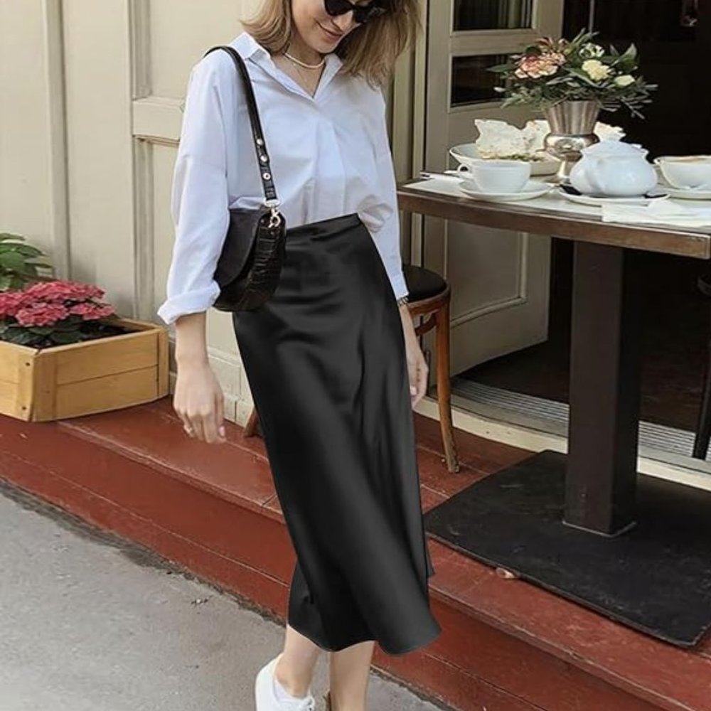 HOTOUCH Midi Skirts for Women Color Black Size XS Slip Skirt